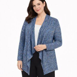 Torrid Women Blue Multicolor Open Front Waterfall Cardigan Size 2X Sweater Knit